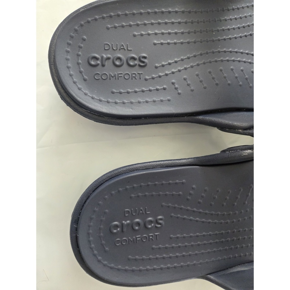 Crocs Sanrah Metal Block Flat Sandals Women's 9 Blue Summer Modern Artsy - Picture 3 of 10